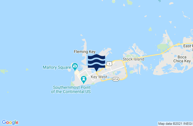 Carte des horaires des marées pour Key West, United States