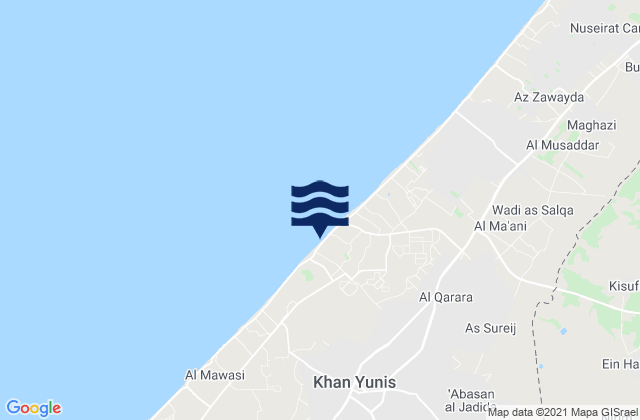 Carte des horaires des marées pour Khuzā‘ah, Palestinian Territory