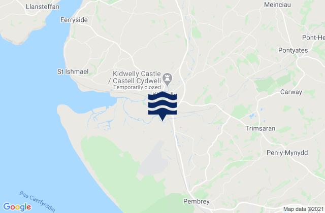 Carte des horaires des marées pour Kidwelly, United Kingdom