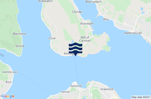 Carte des horaires des marées pour Kilcreggan Bay, United Kingdom