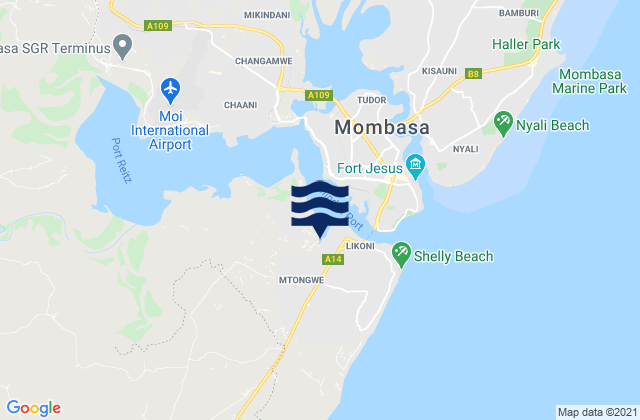 Carte des horaires des marées pour Kilindini Harbour, Tanzania