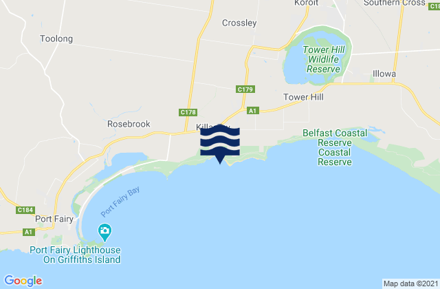 Carte des horaires des marées pour Killarney Beach, Australia