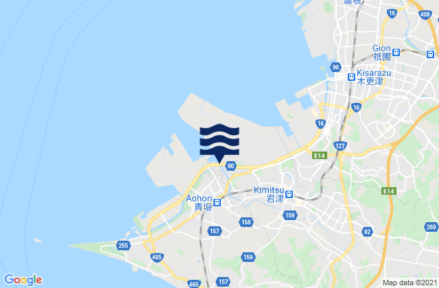 Carte des horaires des marées pour Kimitsu, Japan