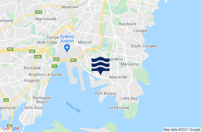 Carte des horaires des marées pour Kingsford, Australia