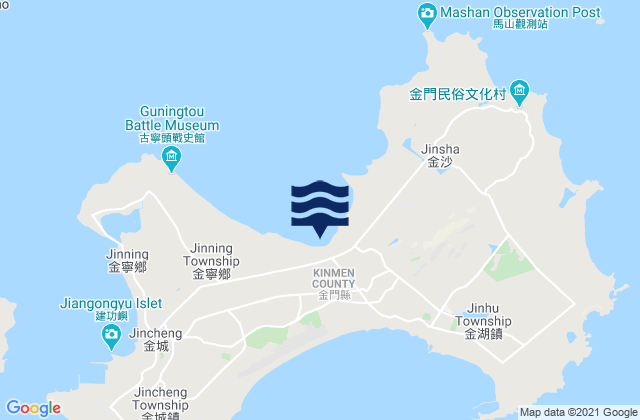 Carte des horaires des marées pour Kinmen County, Taiwan