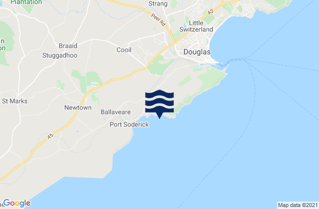 Carte des horaires des marées pour Kirk Braddan, Isle of Man