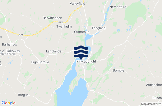 Carte des horaires des marées pour Kirkcudbright, United Kingdom