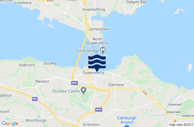 Carte des horaires des marées pour Kirkliston, United Kingdom