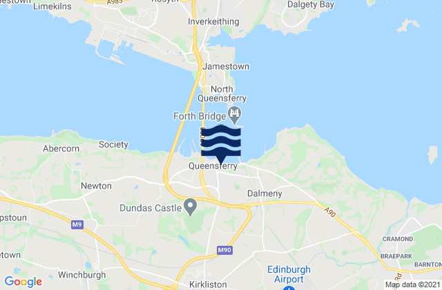 Carte des horaires des marées pour Kirknewton, United Kingdom