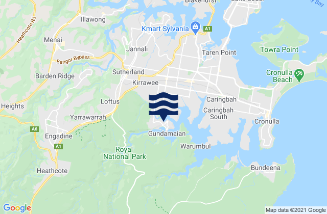 Carte des horaires des marées pour Kirrawee, Australia