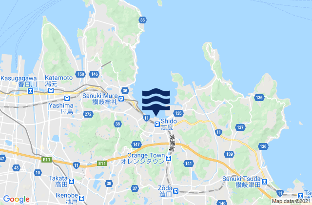 Carte des horaires des marées pour Kita-gun, Japan