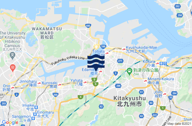 Carte des horaires des marées pour Kitakyushu-shi, Japan