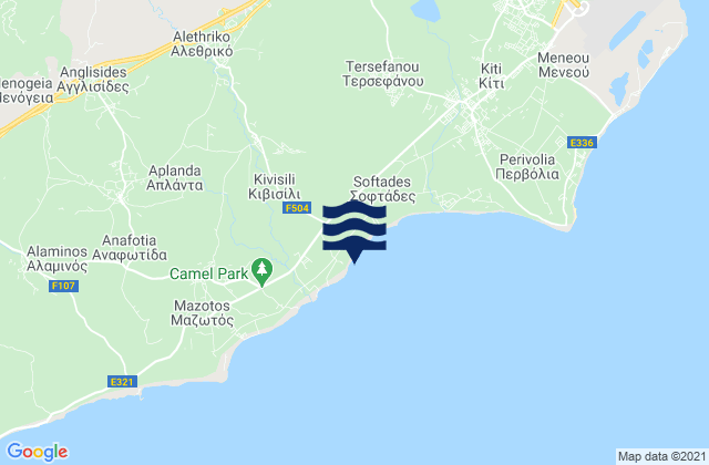 Carte des horaires des marées pour Kivisíli, Cyprus