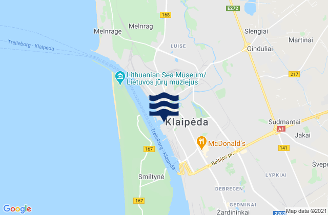 Carte des horaires des marées pour Klaipėda, Lithuania