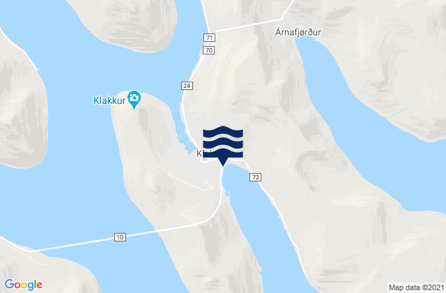 Carte des horaires des marées pour Klakksvik, Faroe Islands