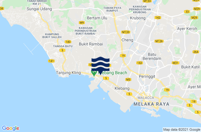 Carte des horaires des marées pour Klebang Besar, Malaysia