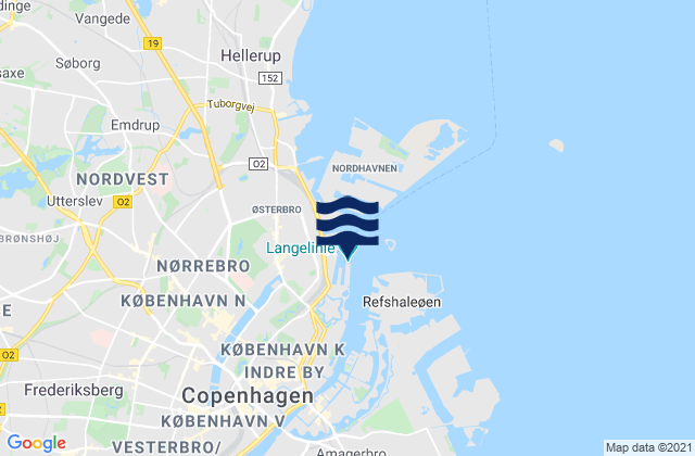 Carte des horaires des marées pour Kobenhavn (Copenhagen) Baltic Sea, Denmark