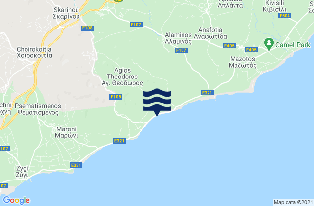 Carte des horaires des marées pour Kofínou, Cyprus