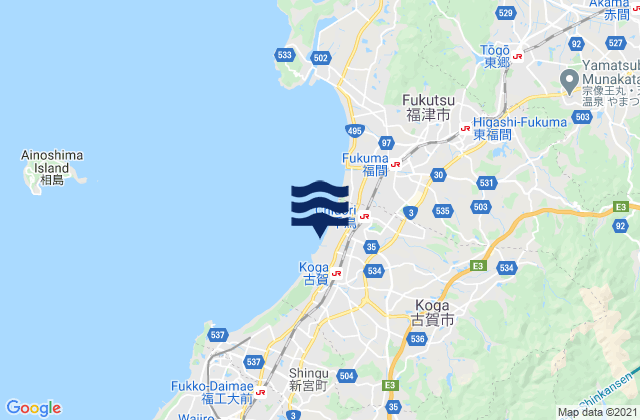 Carte des horaires des marées pour Koga-shi, Japan