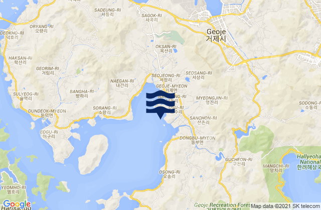 Carte des horaires des marées pour Koje-man Koje-do, South Korea