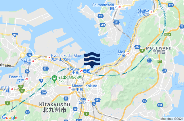 Carte des horaires des marées pour Kokurakita-ku, Japan