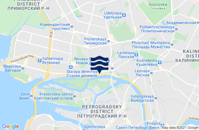 Carte des horaires des marées pour Kolomyagi, Russia