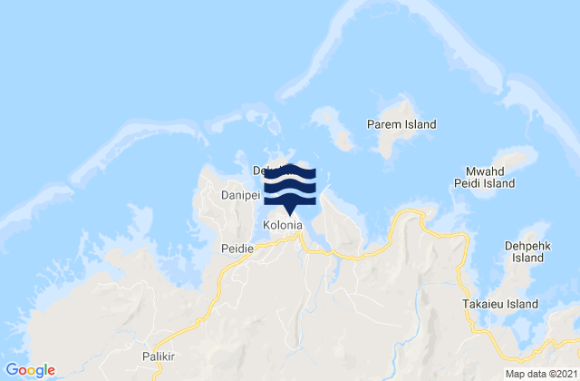 Carte des horaires des marées pour Kolonia, Micronesia