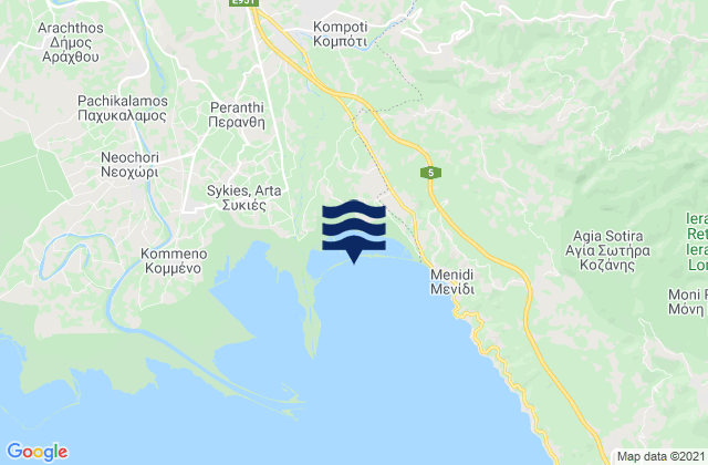 Carte des horaires des marées pour Kompóti, Greece