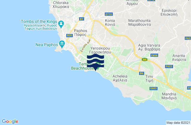 Carte des horaires des marées pour Koniá, Cyprus