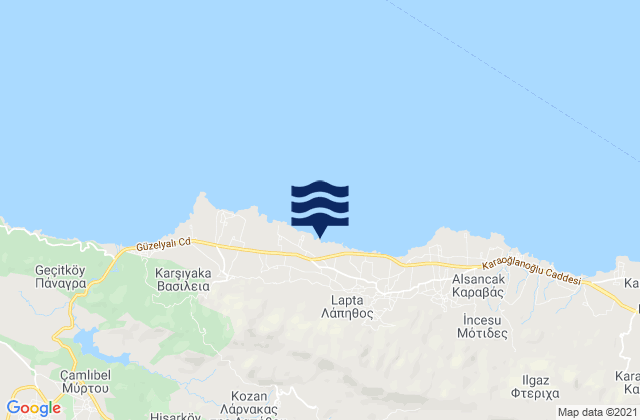 Carte des horaires des marées pour Konteménos, Cyprus