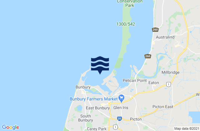 Carte des horaires des marées pour Koombana Bay, Australia
