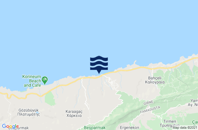 Carte des horaires des marées pour Kornókipos, Cyprus