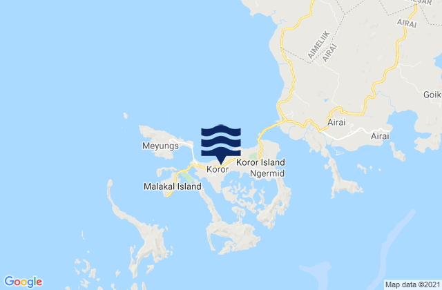 Carte des horaires des marées pour Koror Town, Palau