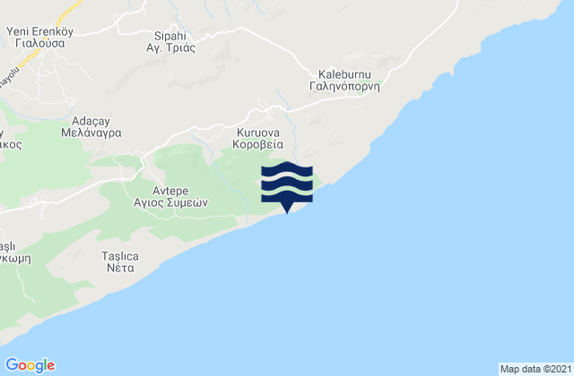 Carte des horaires des marées pour Koróveia, Cyprus