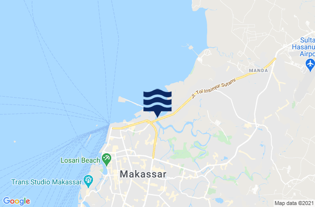 Carte des horaires des marées pour Kota Makassar, Indonesia