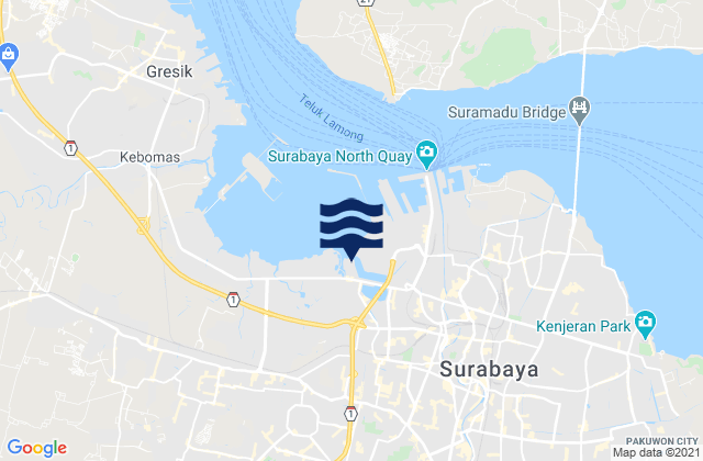 Carte des horaires des marées pour Kota Surabaya, Indonesia