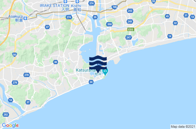 Carte des horaires des marées pour Koti, Japan