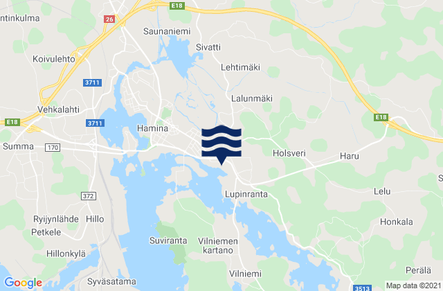 Carte des horaires des marées pour Kotka-Hamina, Finland