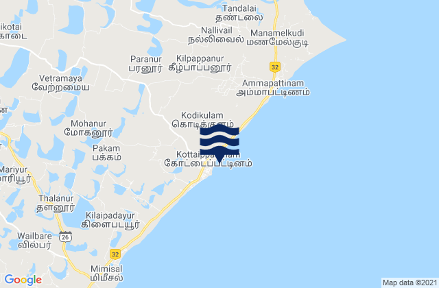 Carte des horaires des marées pour Kottaippattanam, India