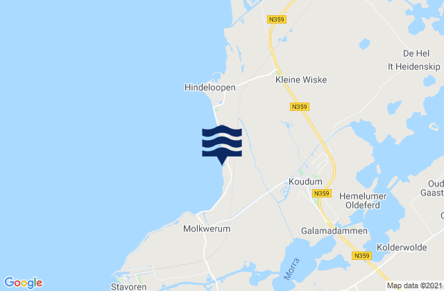 Carte des horaires des marées pour Koudum, Netherlands