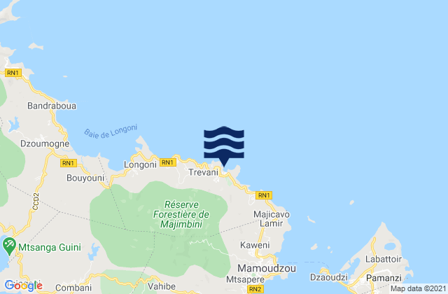 Carte des horaires des marées pour Koungou, Mayotte