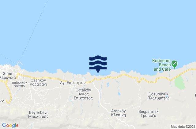 Carte des horaires des marées pour Koutsovéntis, Cyprus