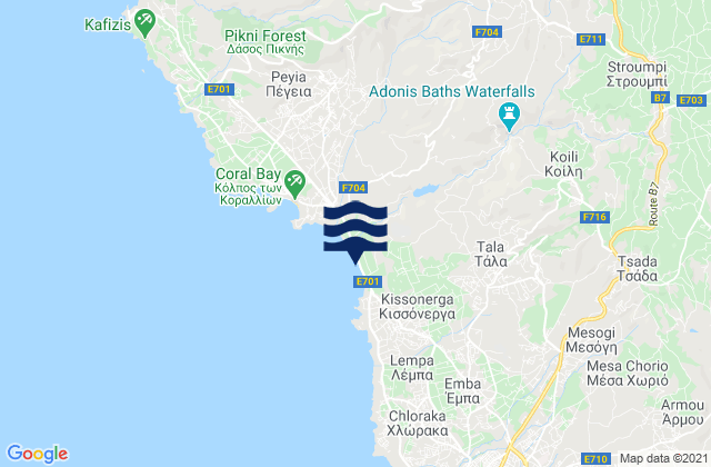 Carte des horaires des marées pour Koíli, Cyprus