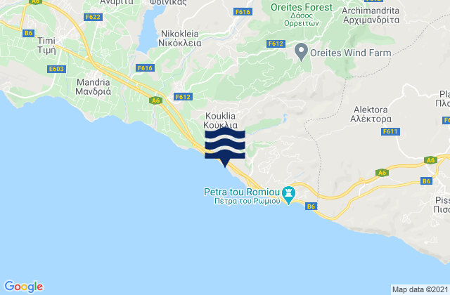 Carte des horaires des marées pour Koúklia, Cyprus