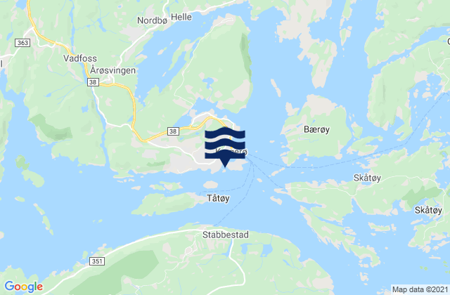 Carte des horaires des marées pour Kragerø, Norway