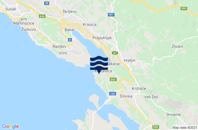 Carte des horaires des marées pour Kraljevica, Croatia