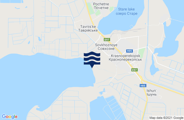 Carte des horaires des marées pour Krasnoperekops’k, Ukraine
