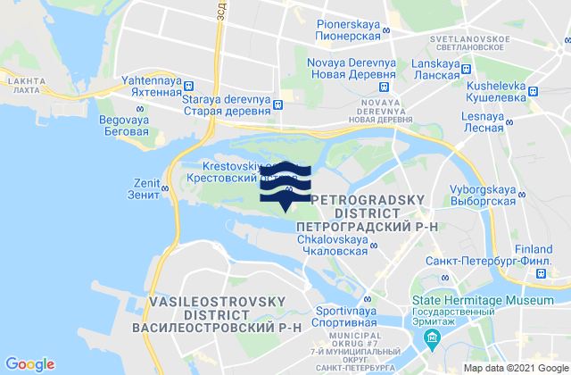 Carte des horaires des marées pour Krestovskiy ostrov, Russia