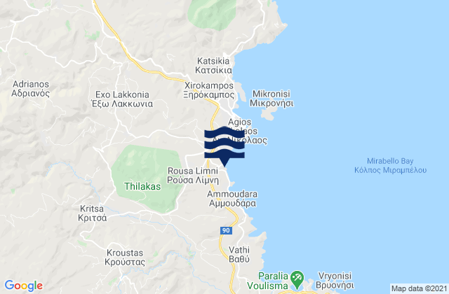 Carte des horaires des marées pour Kritsá, Greece