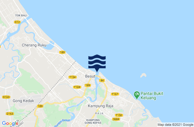 Carte des horaires des marées pour Kuala Besut, Malaysia